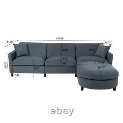 108 Modern Comfy Chenille L-Shaped Modular Sectional Sofa 4 Seat Couch Set