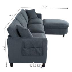 108 Modern Comfy Chenille L-Shaped Modular Sectional Sofa 4 Seat Couch Set