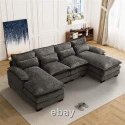 110 in Modern Upholstery Comfy Chenille U-Shape Sectional Sofa Cloud Couch