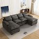 110 In Modern Upholstery Comfy Chenille U-shape Sectional Sofa Cloud Couch