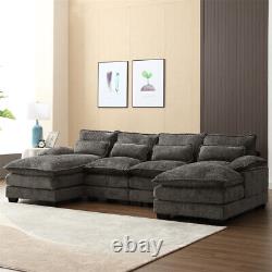 110 in Modern Upholstery Comfy Chenille U-Shape Sectional Sofa Cloud Couch