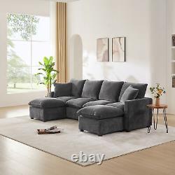 11057 Modern Modular 6 Seat Chenille Sectional Couch Set with 2 Pillows