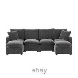 11057 Modern Modular 6 Seat Chenille Sectional Couch Set with 2 Pillows