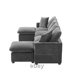 11057 Modern Modular 6 Seat Chenille Sectional Couch Set with 2 Pillows