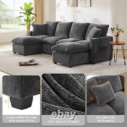 11057 Modern Modular 6 Seat Chenille Sectional Couch Set with 2 Pillows