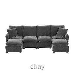 11057 Modern Modular 6 Seat Chenille Sectional Couch Set with 2 Pillows