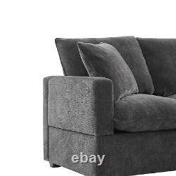 110Modern L Shape Modular Sofa, 7 Seat Chenille Sectional Couch Set with2 Pillows