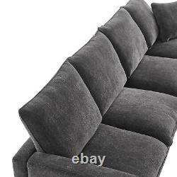 110Modern L Shape Modular Sofa, 7 Seat Chenille Sectional Couch Set with2 Pillows