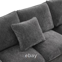 110Modern L Shape Modular Sofa, 7 Seat Chenille Sectional Couch Set with2 Pillows