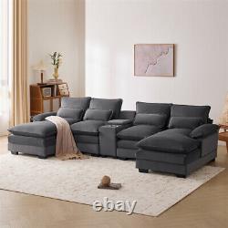 123 in Modular Sectional Sofa Cloud Couch Upholstery Comfy Velvet U-Shaped Sofa