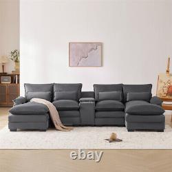 123 in Modular Sectional Sofa Cloud Couch Upholstery Comfy Velvet U-Shaped Sofa