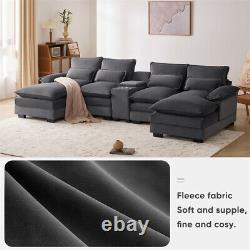 123 in Modular Sectional Sofa Cloud Couch Upholstery Comfy Velvet U-Shaped Sofa