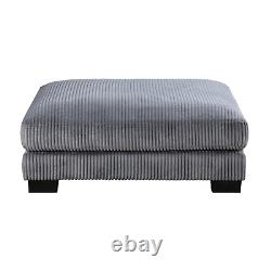 4 Pc Grey Modular Corduroy Sofa Sectional Ottoman Pillows Living Room Furniture