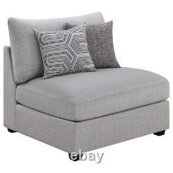 5 Pc Polyester Grey Gray Modular Sofa Sectional Ottoman Livingroom Furniture Set