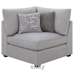 5 Pc Polyester Grey Gray Modular Sofa Sectional Ottoman Livingroom Furniture Set