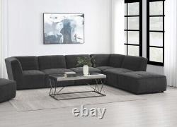 6 Pc Charcoal Grey Modular Sofa Sectional Living Room Furniture Set