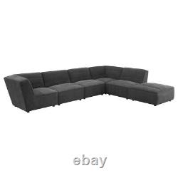 6 Pc Charcoal Grey Modular Sofa Sectional Living Room Furniture Set