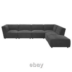 6 Pc Charcoal Grey Modular Sofa Sectional Living Room Furniture Set