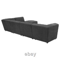 6 Pc Charcoal Grey Modular Sofa Sectional Living Room Furniture Set