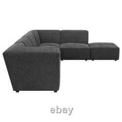 6 Pc Charcoal Grey Modular Sofa Sectional Living Room Furniture Set