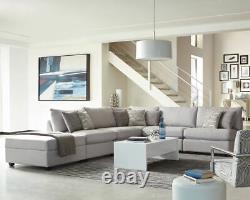 6 Pc Light Grey Linen Like Modular Sofa Sectional Living Room Furniture
