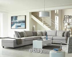6 Pc Light Grey Linen Like Modular Sofa Sectional Living Room Furniture Sale
