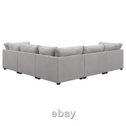 6 Pc Polyester Grey Gray Modular Sofa Sectional Ottoman Livingroom Furniture Set