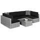 7-piece Modular Outdoor Wicker Sofa Set Black/grey With Protective Cover