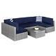 7-piece Modular Wicker Sectional Conversation Set With 2 Pillows, Cover