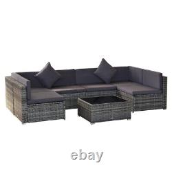 7 Piece Rattan Wicker Garden Outdoor Furniture Modular Sectional Patio Sofa Set