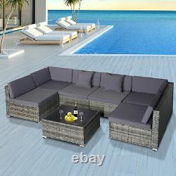 7 Piece Rattan Wicker Garden Outdoor Furniture Modular Sectional Patio Sofa Set