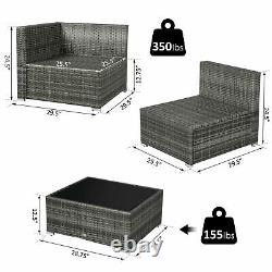 7 Piece Rattan Wicker Garden Outdoor Furniture Modular Sectional Patio Sofa Set