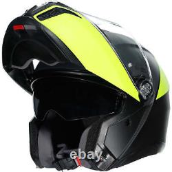 AGV TourModular Flip-Up Motorcycle Helmet DOT Balance Black/Yellow Fluo/Gray XL