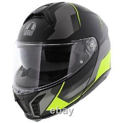 AGV Tourmodular Modular Motorcycle Helmet Perception Matt Black Grey Yellow. New