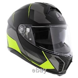 AGV Tourmodular Modular Motorcycle Helmet Perception Matt Black Grey Yellow. New