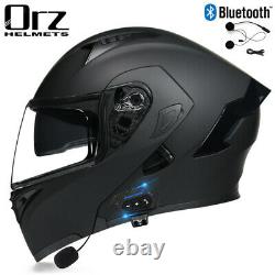 Bluetooth Full Face Motorcycle Helmet Dual Visor Flip Up Modular Helmet DOT