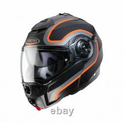 Caberg Droid Pure, Matt Black Orange / Green Grey, Flip Front Motorcycle Helmet