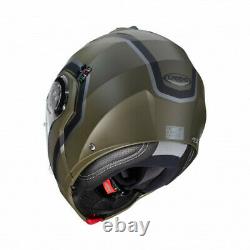 Caberg Droid Pure, Matt Black Orange / Green Grey, Flip Front Motorcycle Helmet