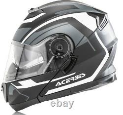 Casco Helmet Moto Modulare Apribile Acerbis Serel Nero Grigio Black Grey Tg L