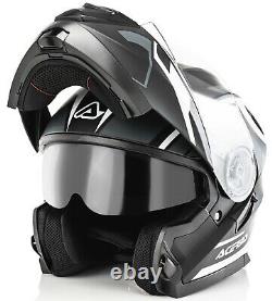 Casco Helmet Moto Modulare Apribile Acerbis Serel Nero Grigio Black Grey Tg S