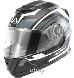 Casco Helmet Moto Modulare Apribile Acerbis Serel Nero Grigio Black Grey Tg XL