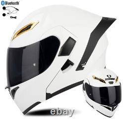 DOT BLUETOOTH Flip Up Modular Motorcycle Helmet Dual Lens Crash Full Face Helmet