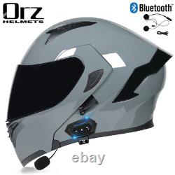DOT Bluetooth Dual Lens Full Face Flip Up Modular Motorcycle Helmet ATV Helmet