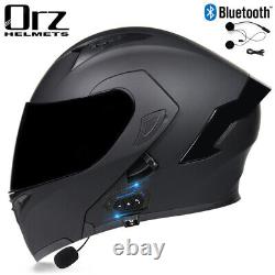 DOT Bluetooth Dual Lens Full Face Flip Up Modular Motorcycle Helmet ATV Helmet