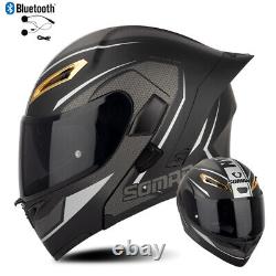 DOT Bluetooth Flip Up Motorcycle Helmet Dual Lens Crash Full Face Modular Helmet