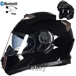 DOT Bluetooth Flip Up Motorcycle Helmet Full Face Motorbike Crash Modular Helmet