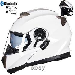 DOT Bluetooth Flip Up Motorcycle Helmet Full Face Motorbike Crash Modular Helmet