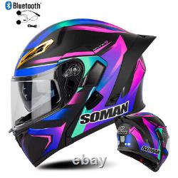 DOT Bluetooth Modular Flip Up Motorcycle Helmets Moto Dual Lens FULL FACE Helmet