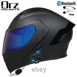 DOT Bluetooth Motorcycle Helmet Full Face Dual Lens Flip Up Modular Helmet