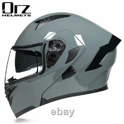 DOT Bluetooth Motorcycle Helmet Full Face Dual Lens Flip Up Modular Helmet